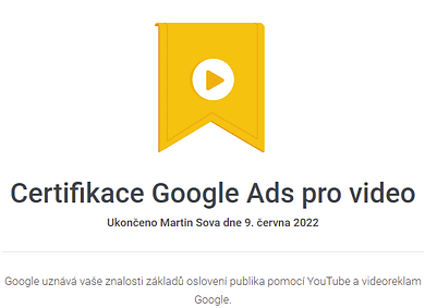 Google Ads pro video - certifikace